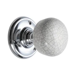 Sandleford Pittville Ceramic Mortice Knob Set - Grey Crackle & Polished Chrome