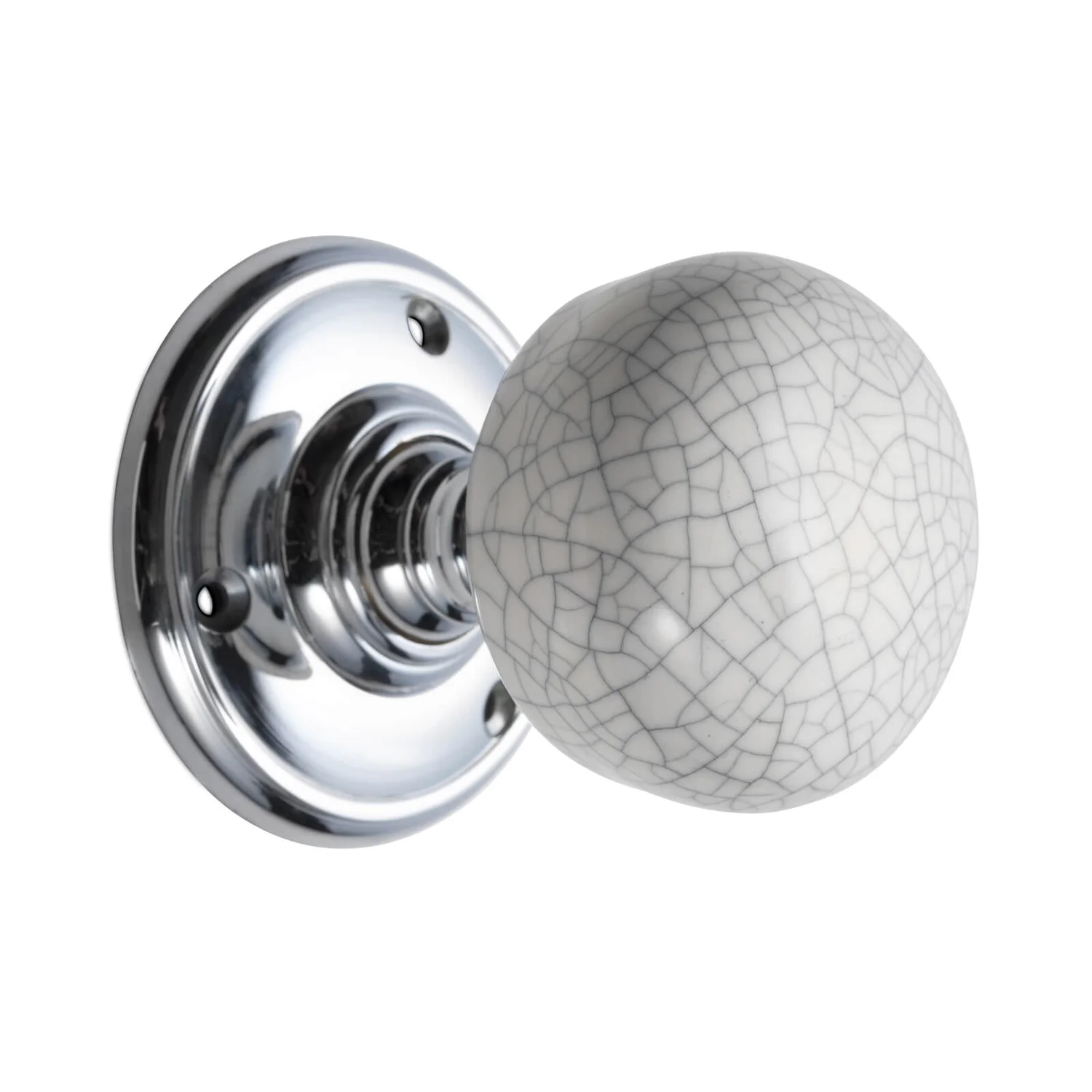Sandleford Pittville Ceramic Mortice Knob Set - Grey Crackle & Polished Chrome