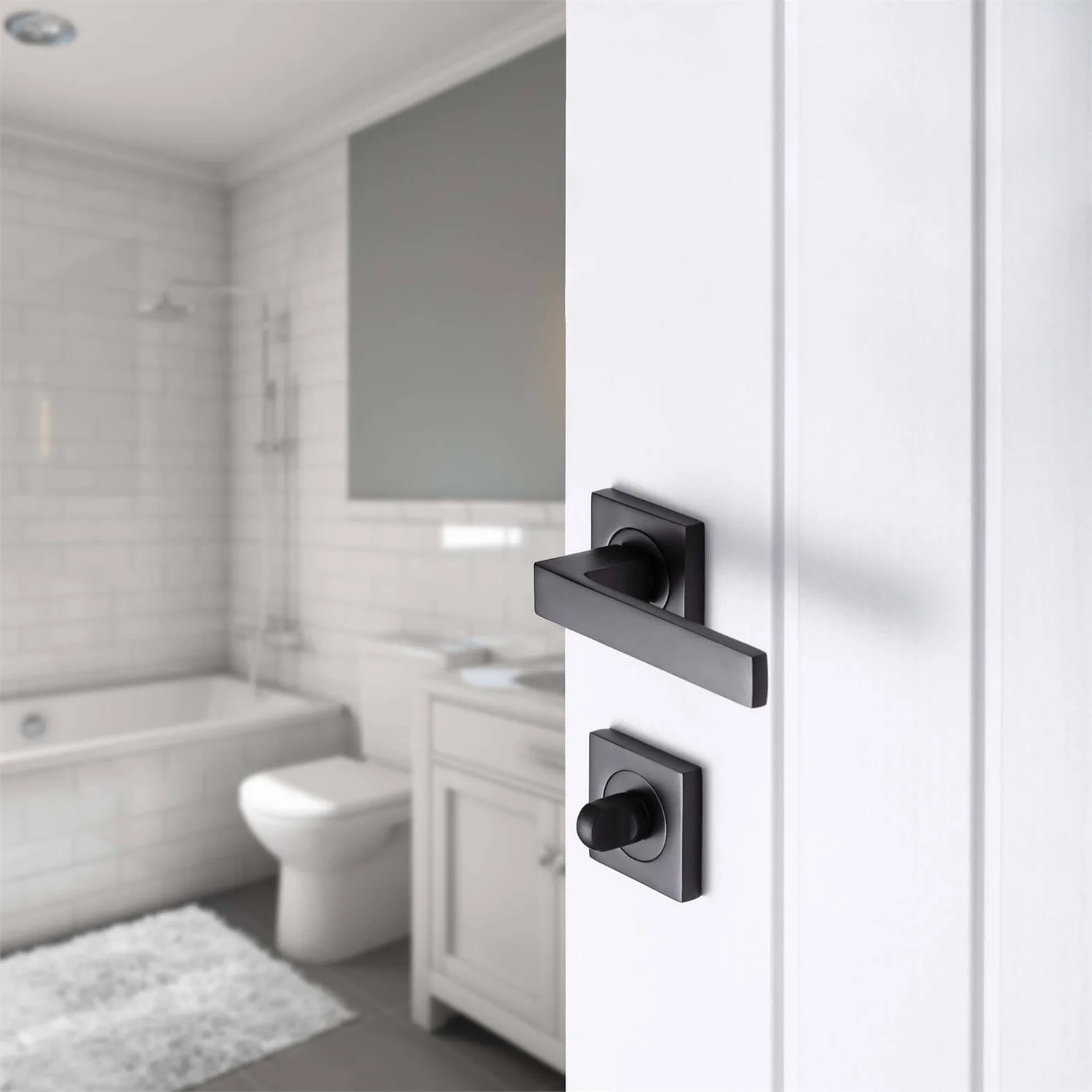 Sandleford Square Bathroom Escutcheon - Matt Black - Image 3