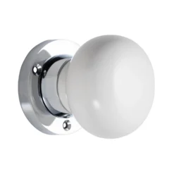 Sandleford Chawton Ceramic Mortice Knob Set - White & Polished Chrome