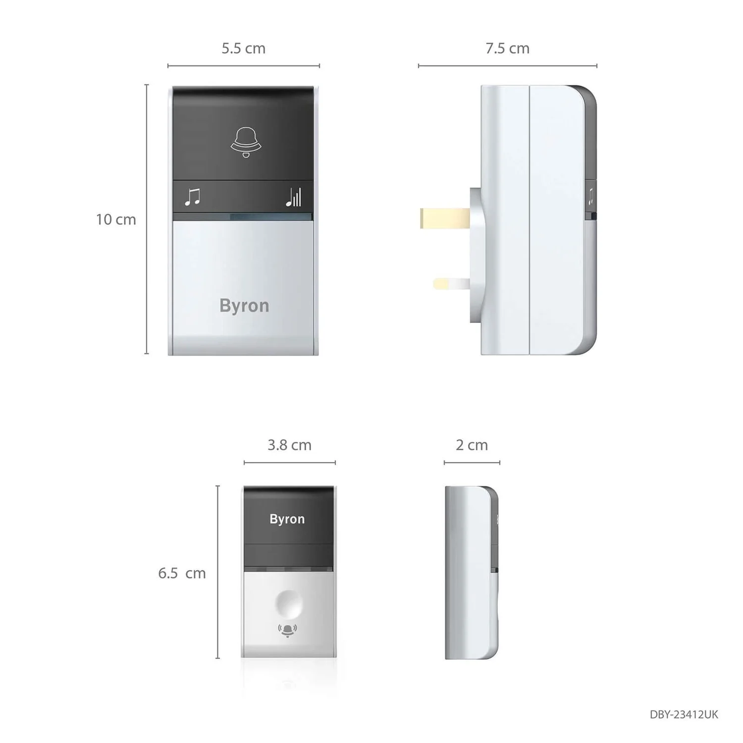 None Byron 23415UK 100m Plug-in Wireless Kinetic Doorbell Set - Image 6
