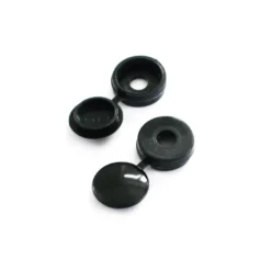 None Hinged 12mm Screw Cover Caps - Black - 48 Pack
