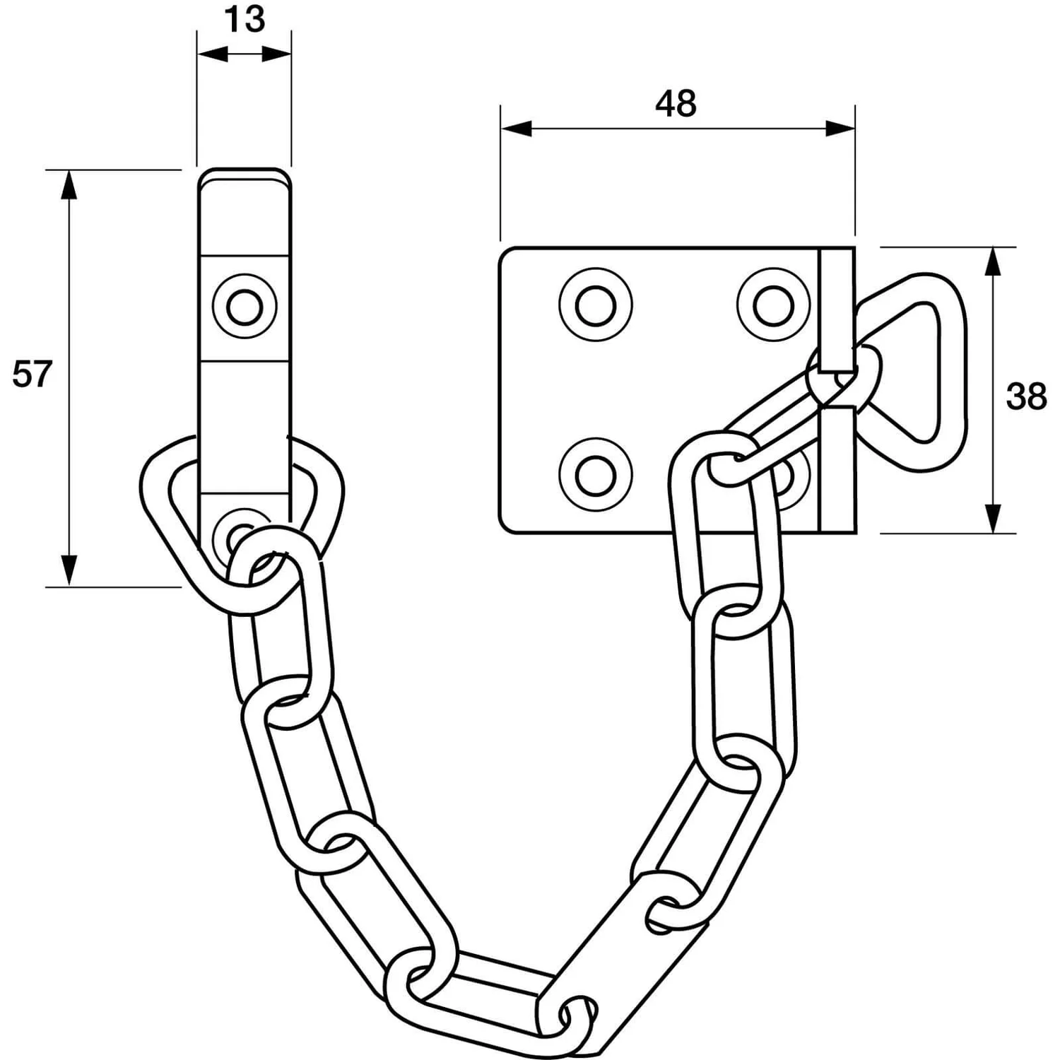 Yale WS6 TS003 Rated Security Door Chain - Polished Chrome - Image 2