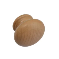 Large 96mm Varnished Beech Wooden Cabinet Knob - 2 Pack