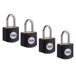 Yale 4 Pack Of Brass 15mm Padlocks