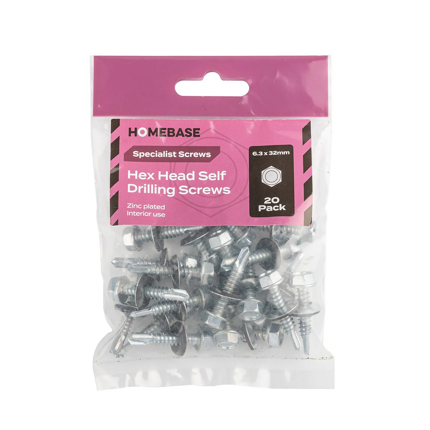 Homebase Zinc Plated Self Drill Screw For Wood Hex Head 6.3 X 32mm 20 Pack - Image 3