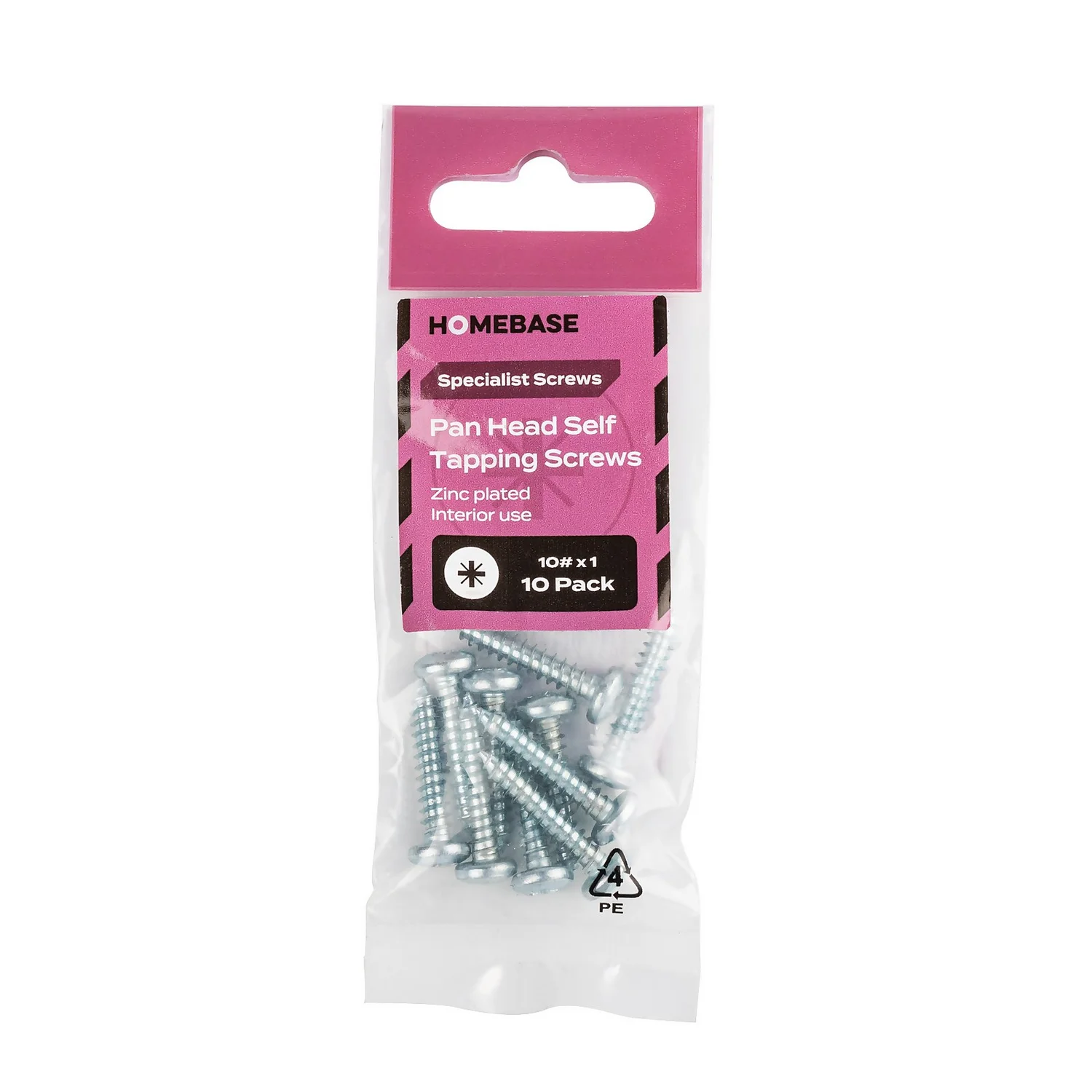Homebase Zinc Plated Self Tapping Screw Pan Head 5 X 25mm 10 Pack - Image 3