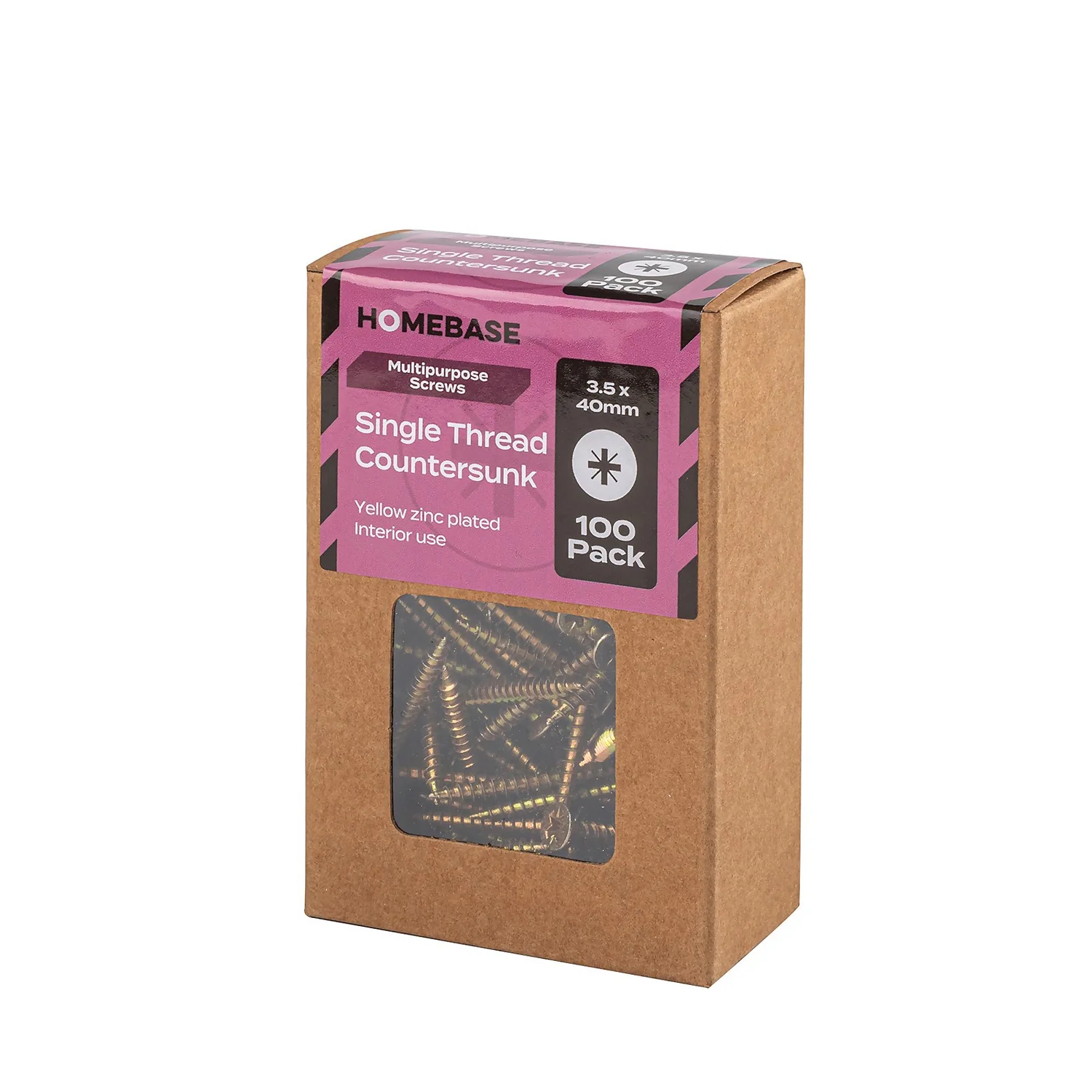 Homebase Yellow Zinc Plated Single Thread Screw 3.5 X 40mm 100 Pack - Image 3