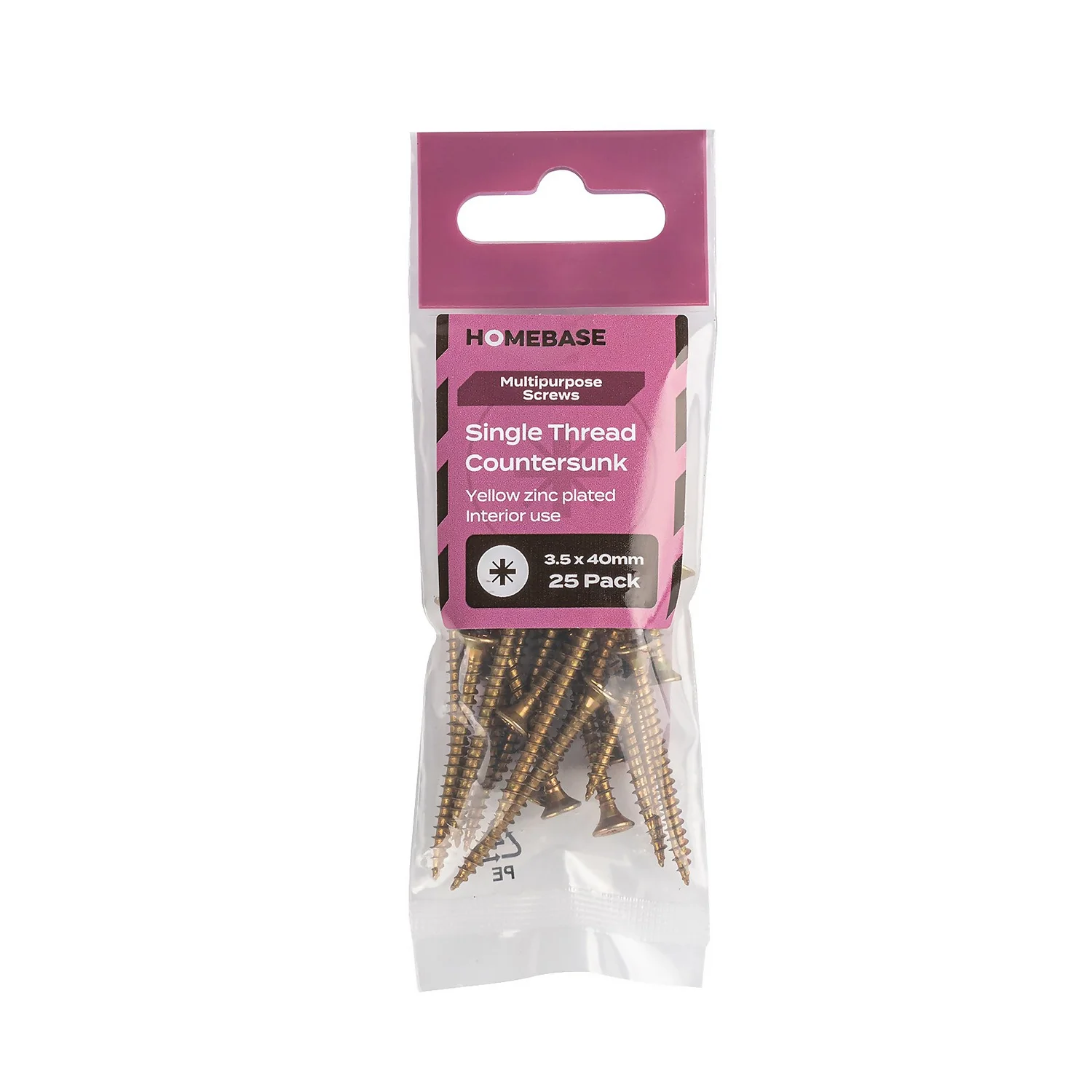 Homebase Yellow Zinc Plated Single Thread Screw 3.5 X 40mm 25 Pack - Image 3