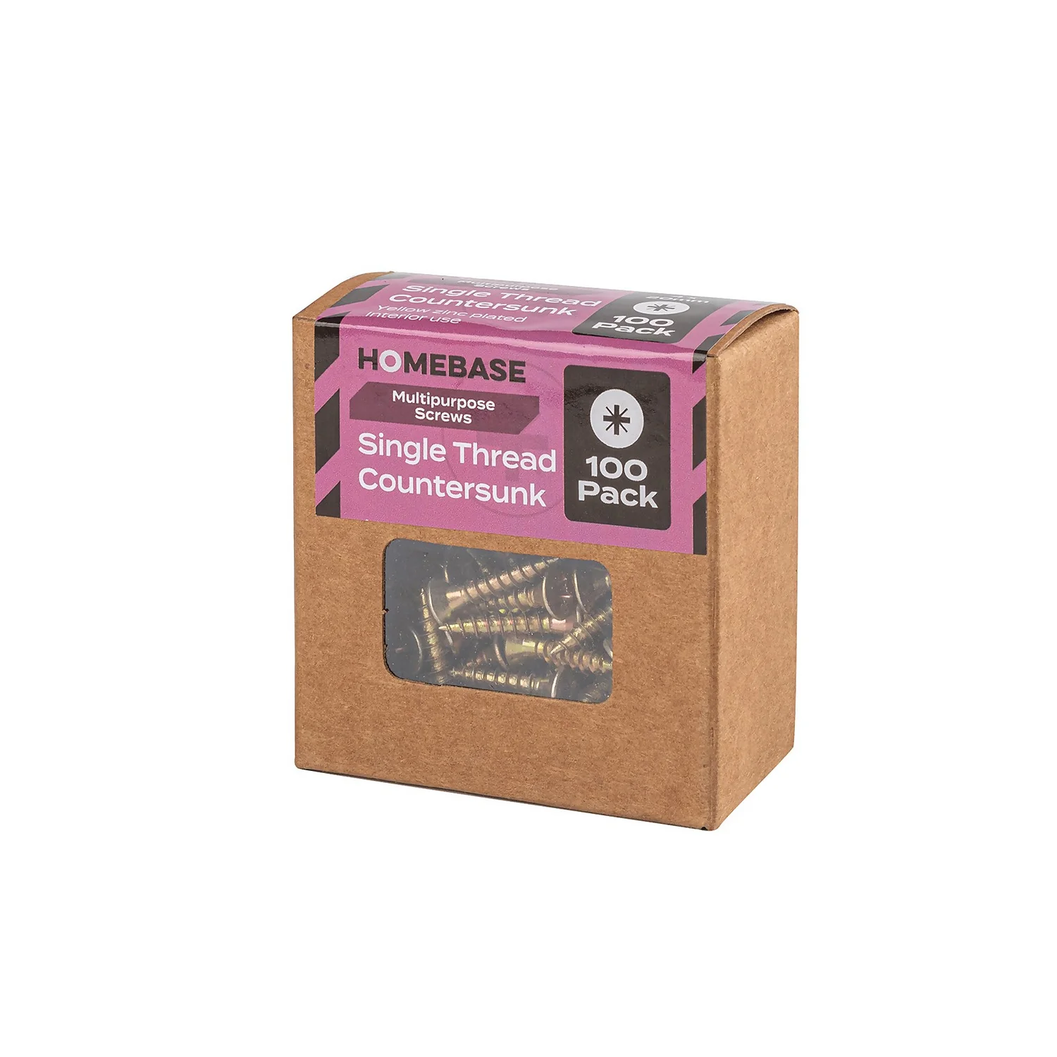 Homebase Yellow Zinc Plated Single Thread Screw 4 X 20mm 100 Pack - Image 3