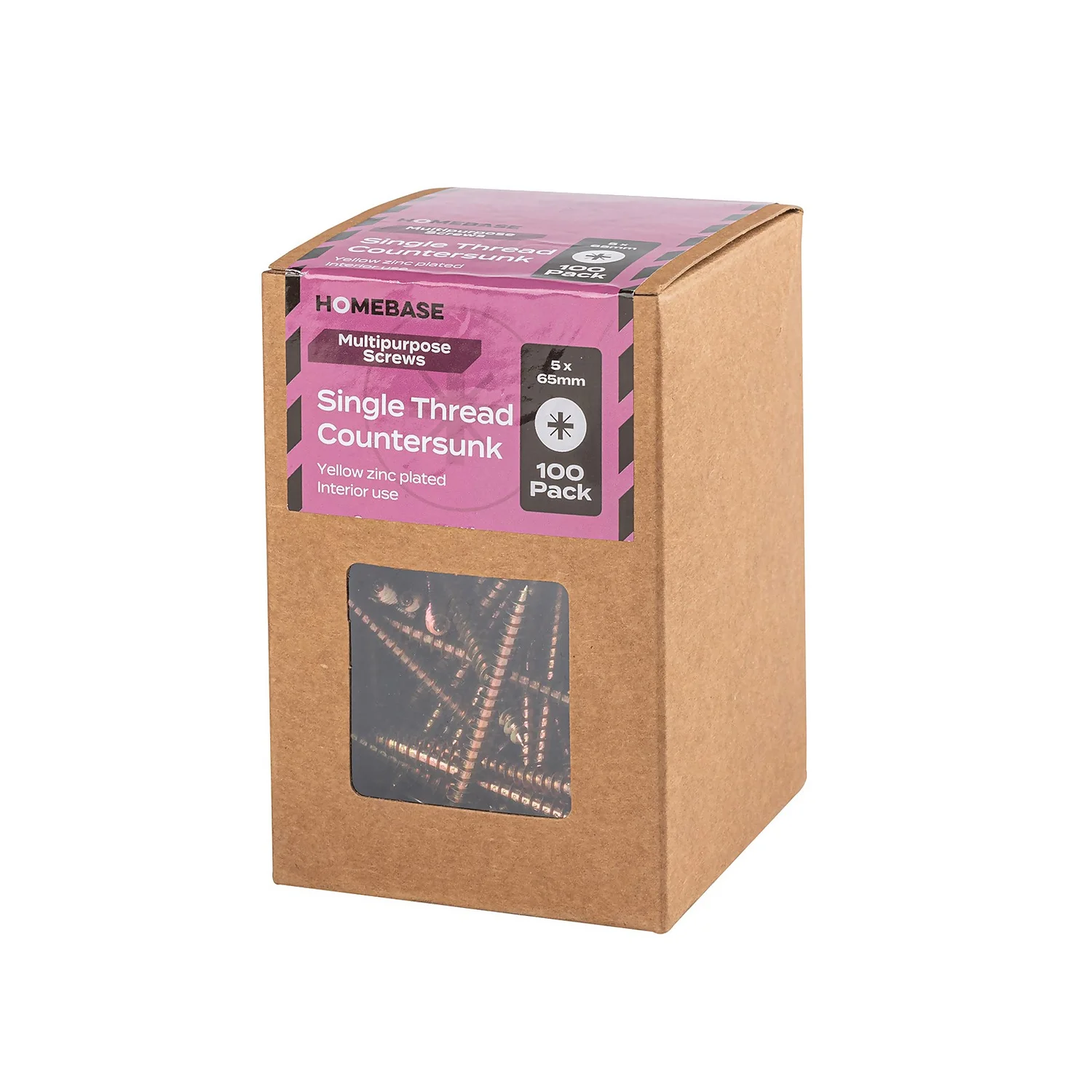 Homebase Yellow Zinc Plated Single Thread Screw 5 X 65mm 100 Pack - Image 3