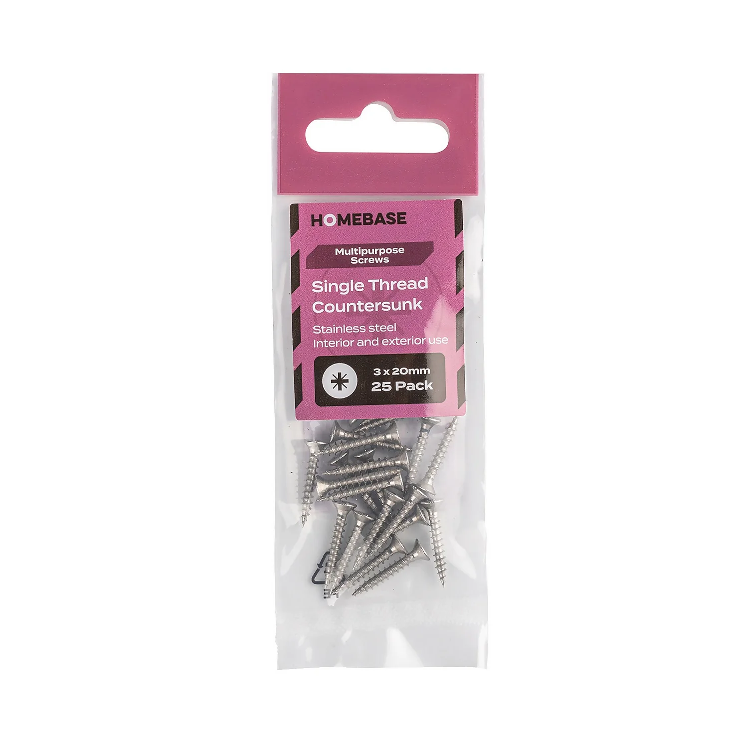 Homebase Stainless Steel Single Thread Screw 3 X 20mm 25 Pack - Image 3