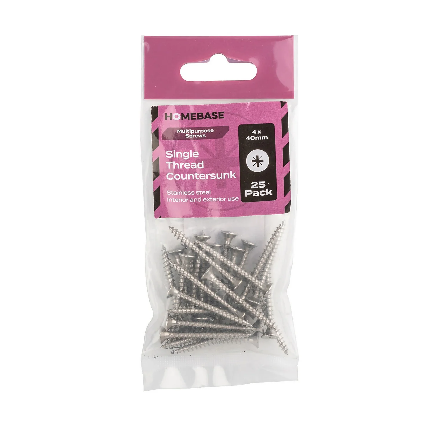 Homebase Stainless Steel Single Thread Screw 4 X 40mm 25 Pack - Image 3