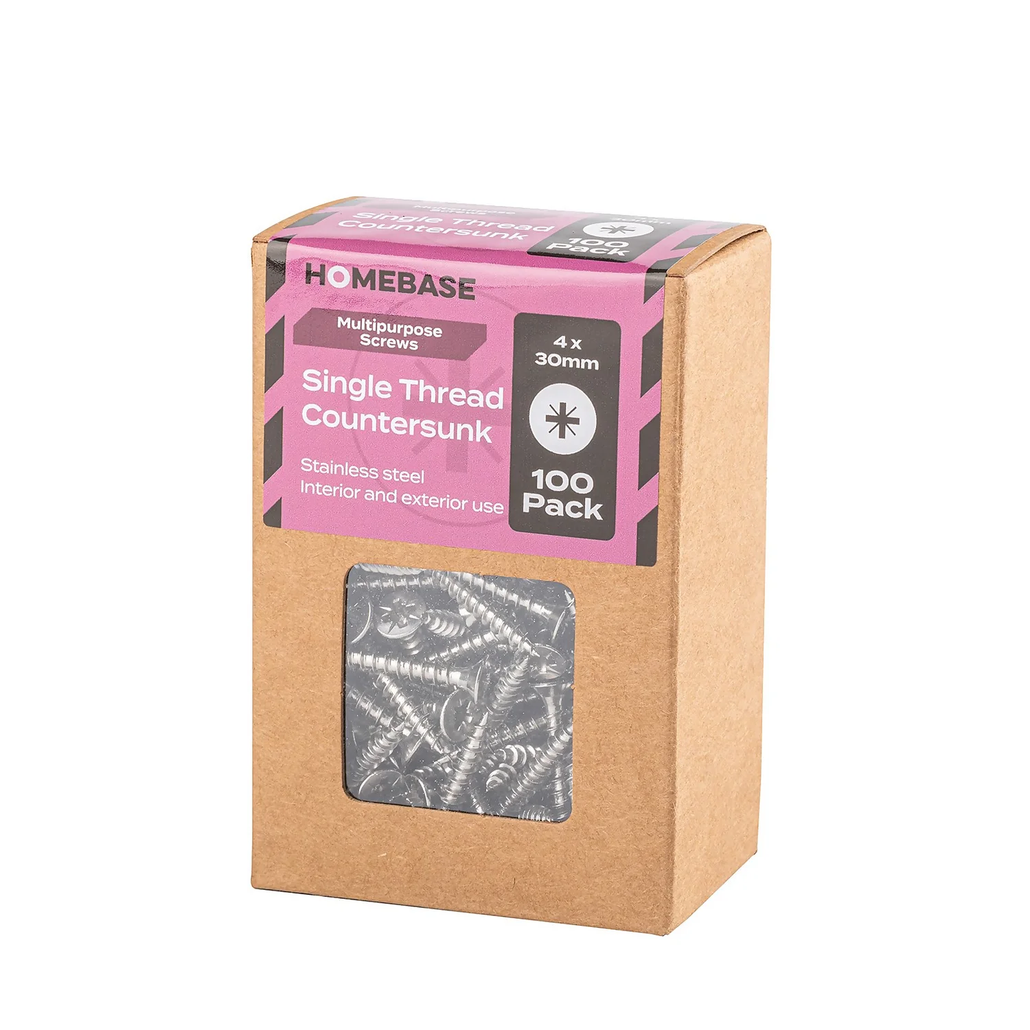 Homebase Stainless Steel Single Thread Screw 4 X 30mm 100 Pack - Image 3