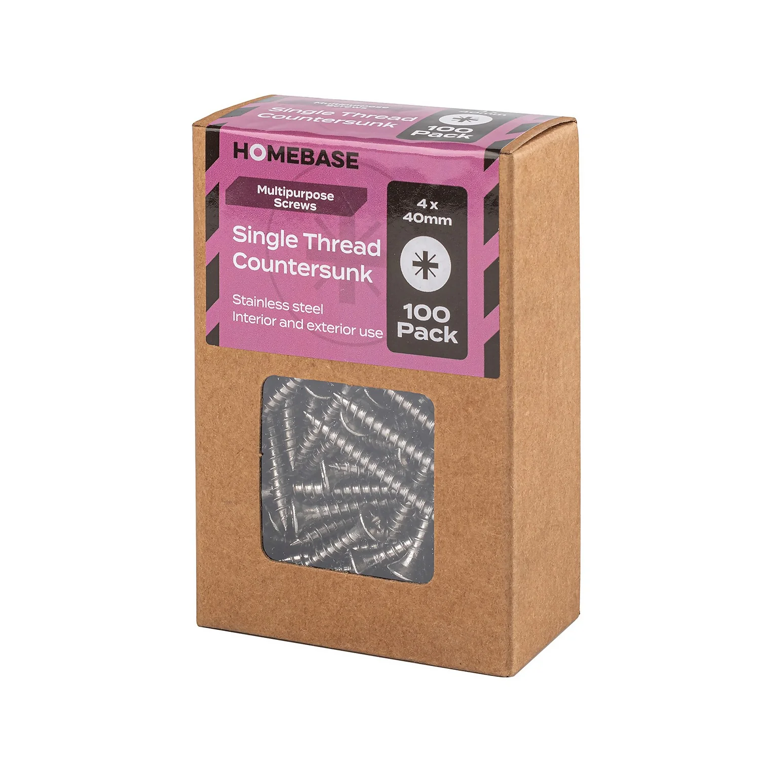 Homebase Stainless Steel Single Thread Screw 4 X 40mm 100 Pack - Image 3