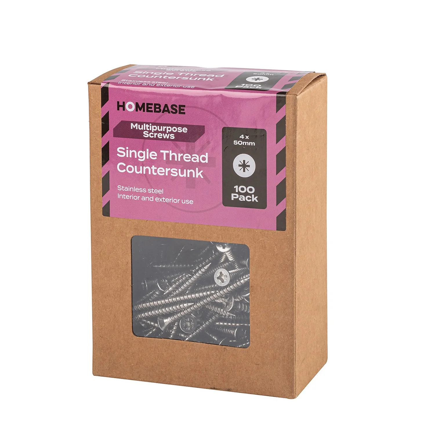 Homebase Stainless Steel Single Thread Screw 4 X 50mm 100 Pack - Image 3