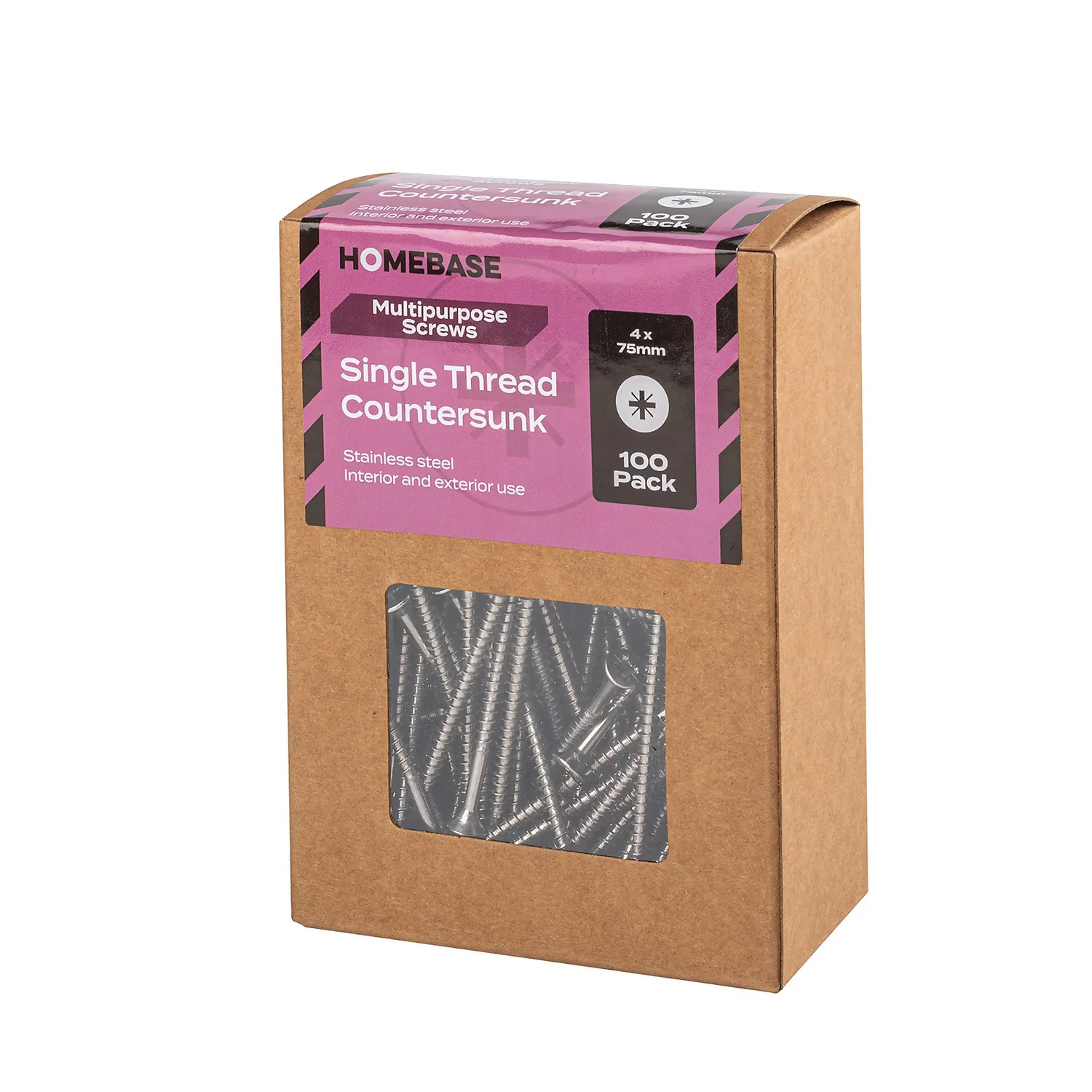 Homebase Stainless Steel Single Thread Screw 4 X 75mm 100 Pack - Image 3