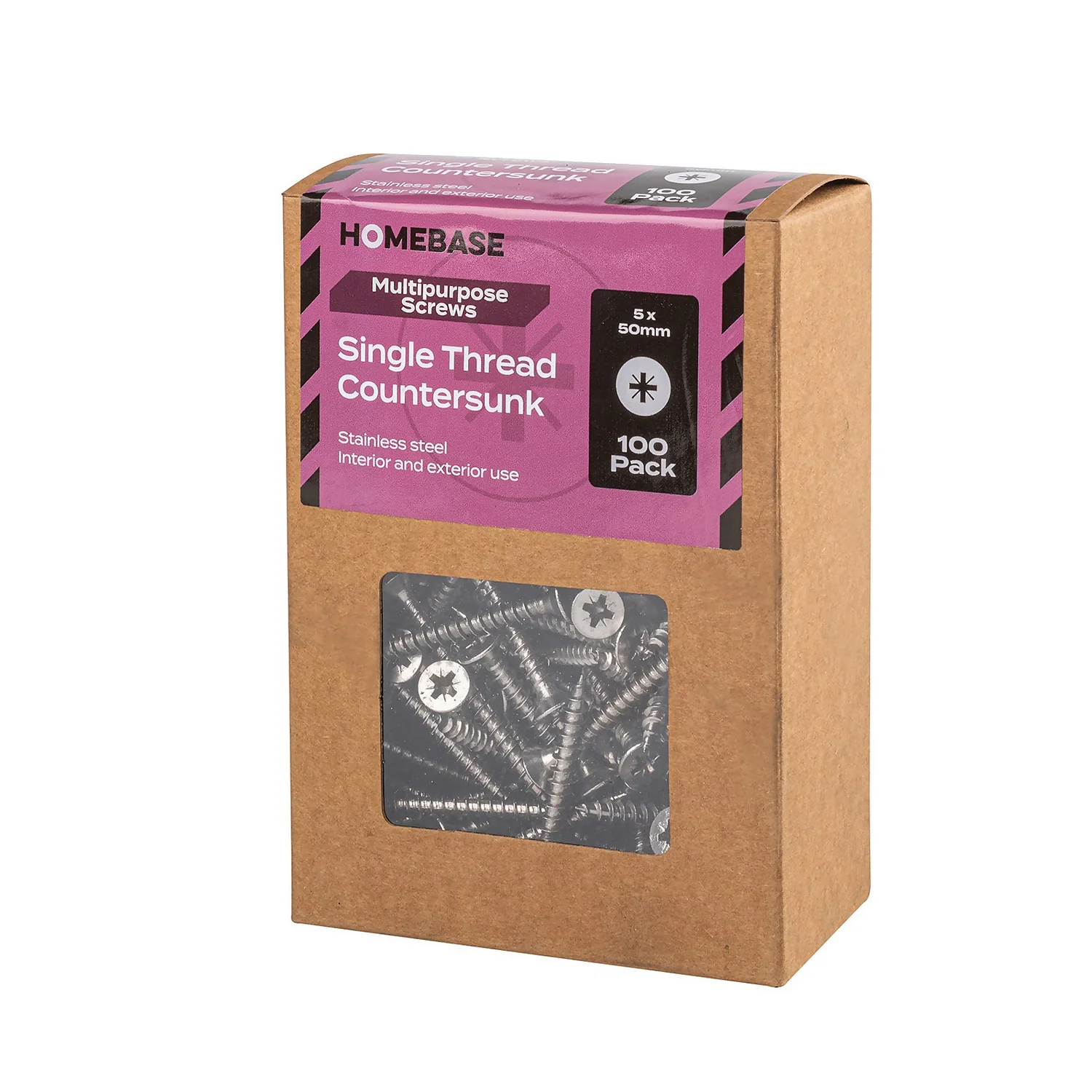 Homebase Stainless Steel Single Thread Screw 5 X 50mm 100 Pack - Image 3