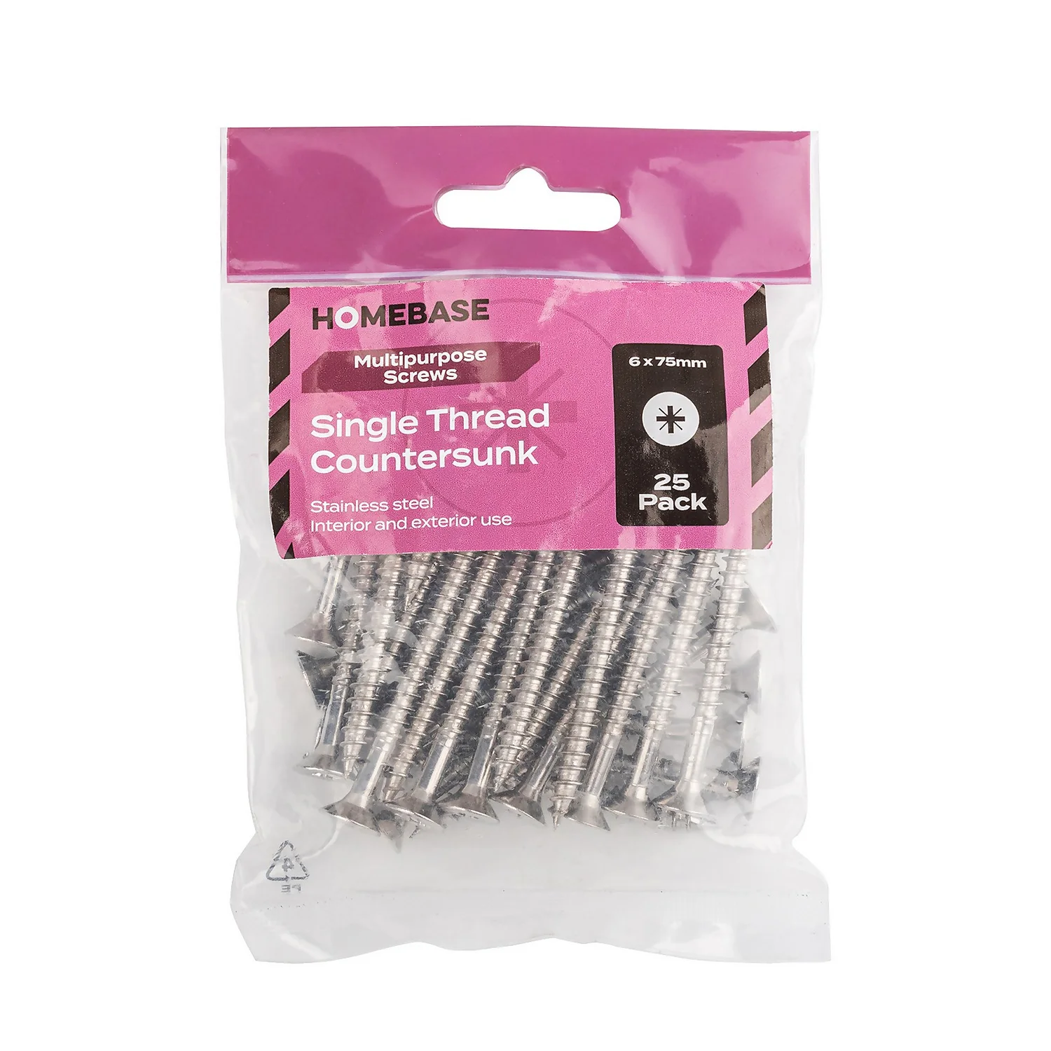 Homebase Stainless Steel Single Thread Screw 6 X 75mm 25 Pack - Image 3