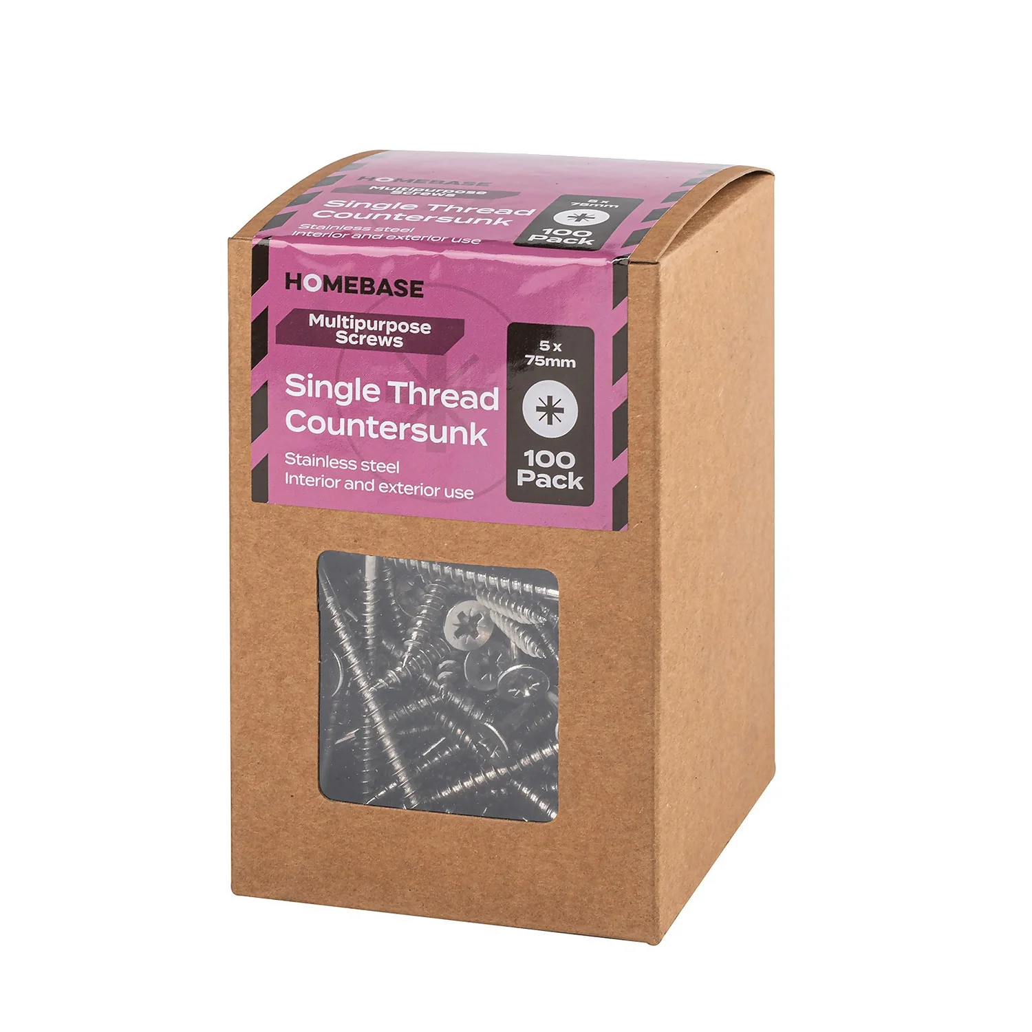 Homebase Stainless Steel Single Thread Screw 5 X 75mm 100 Pack - Image 3