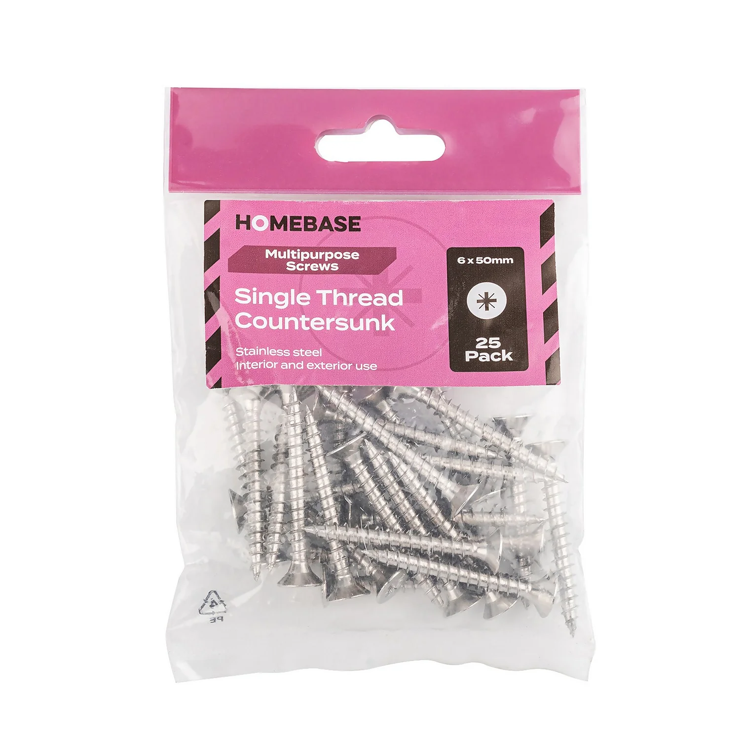 Homebase Stainless Steel Single Thread Screw 6 X 50mm 25 Pack - Image 3