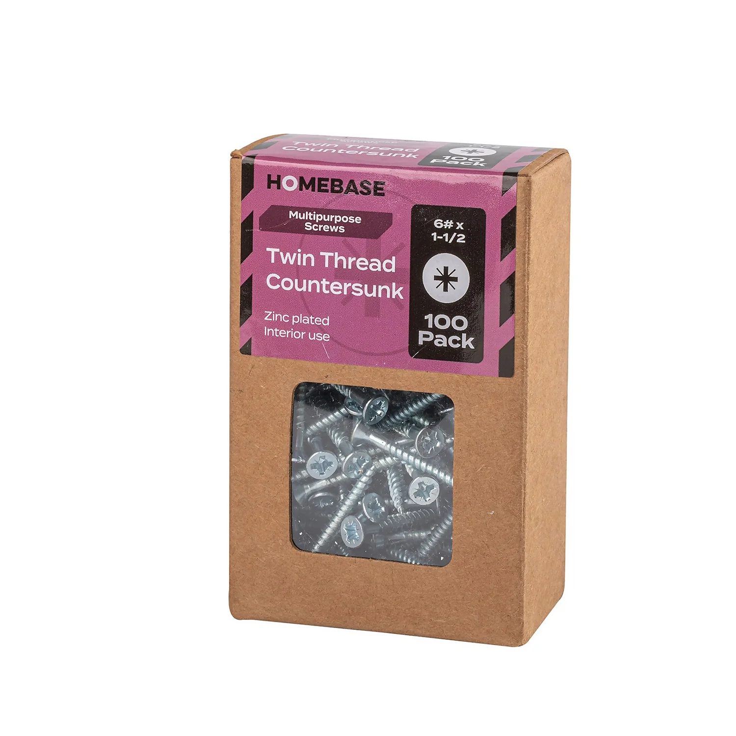 Homebase Zinc Plated Twin Thread Screw 3.5X40mm 100 Pack - Image 3