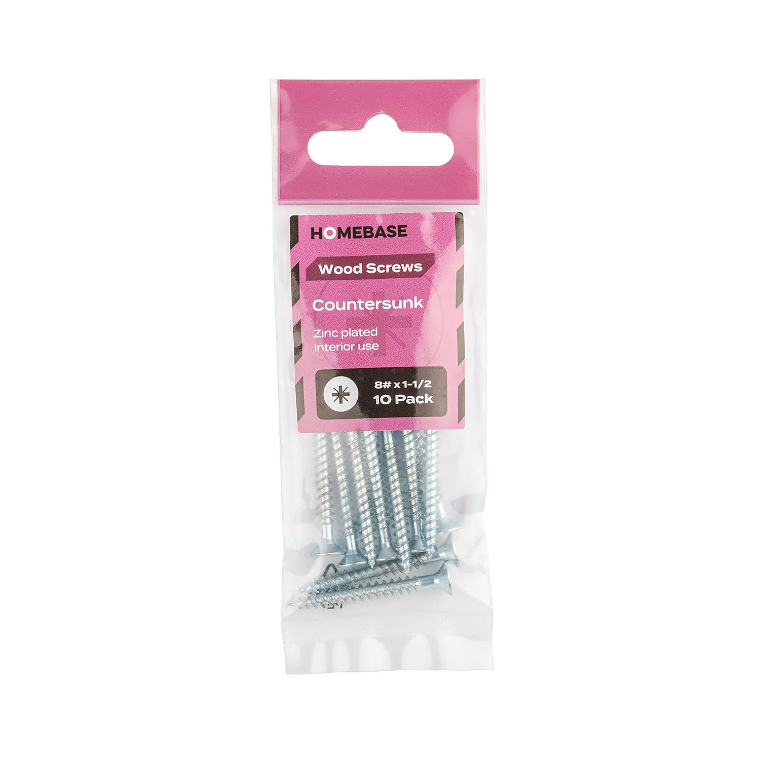 Homebase Zinc Plated Wood Screw Countersunk 4 X 40mm 10 Pack - Image 3