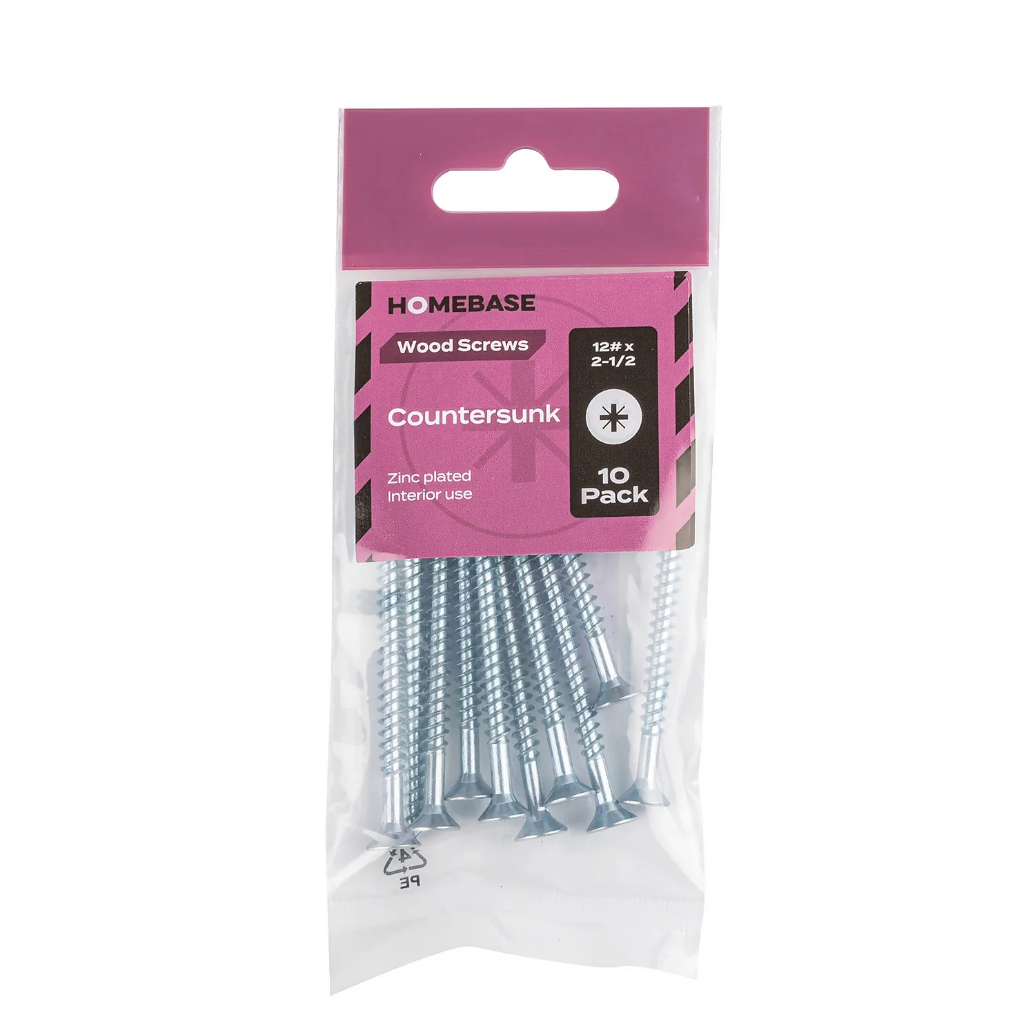 Homebase Zinc Plated Wood Screw Countersunk 6 X 65mm 10 Pack - Image 3