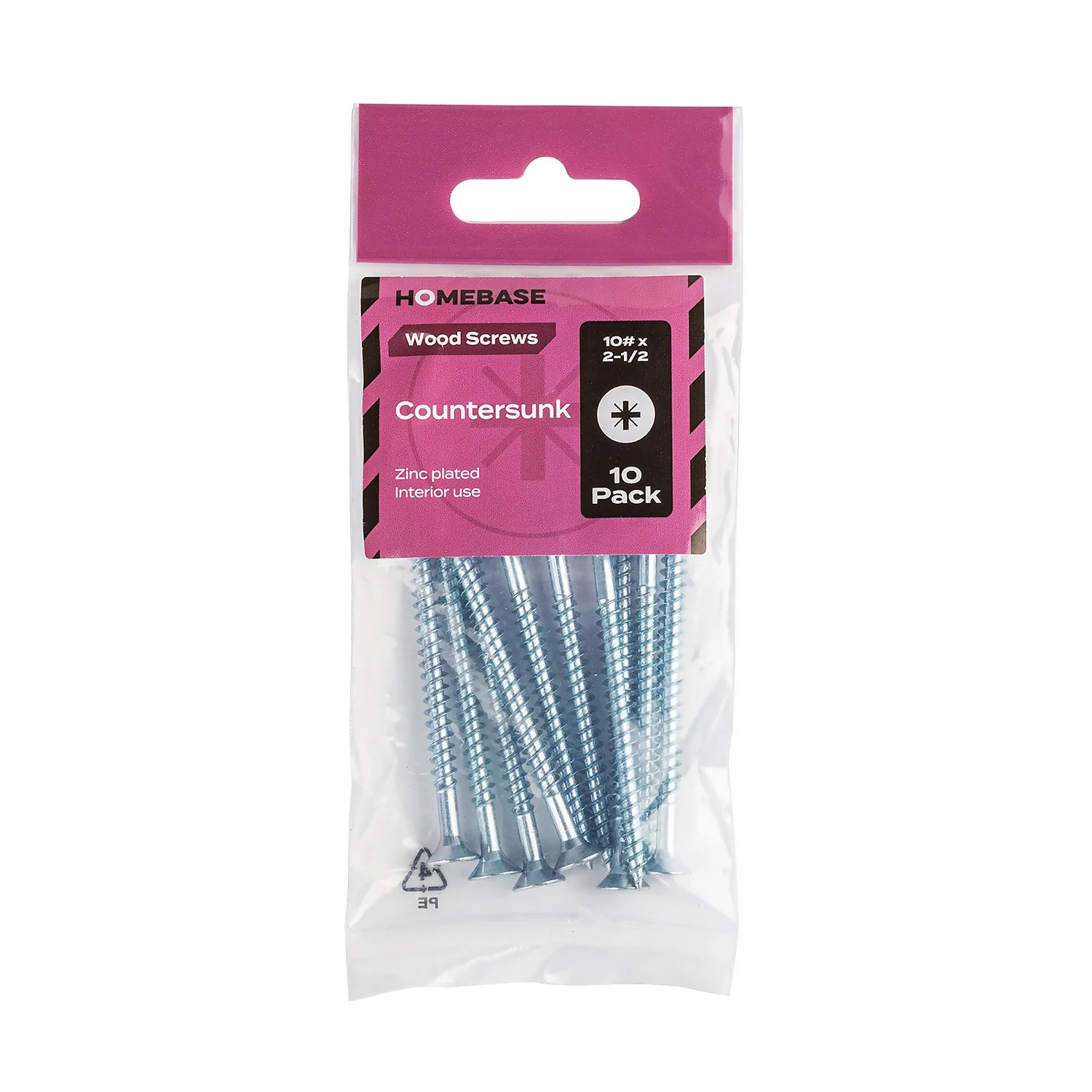 Homebase Zinc Plated Wood Screw Countersunk 5 X 65mm 10 Pack - Image 3