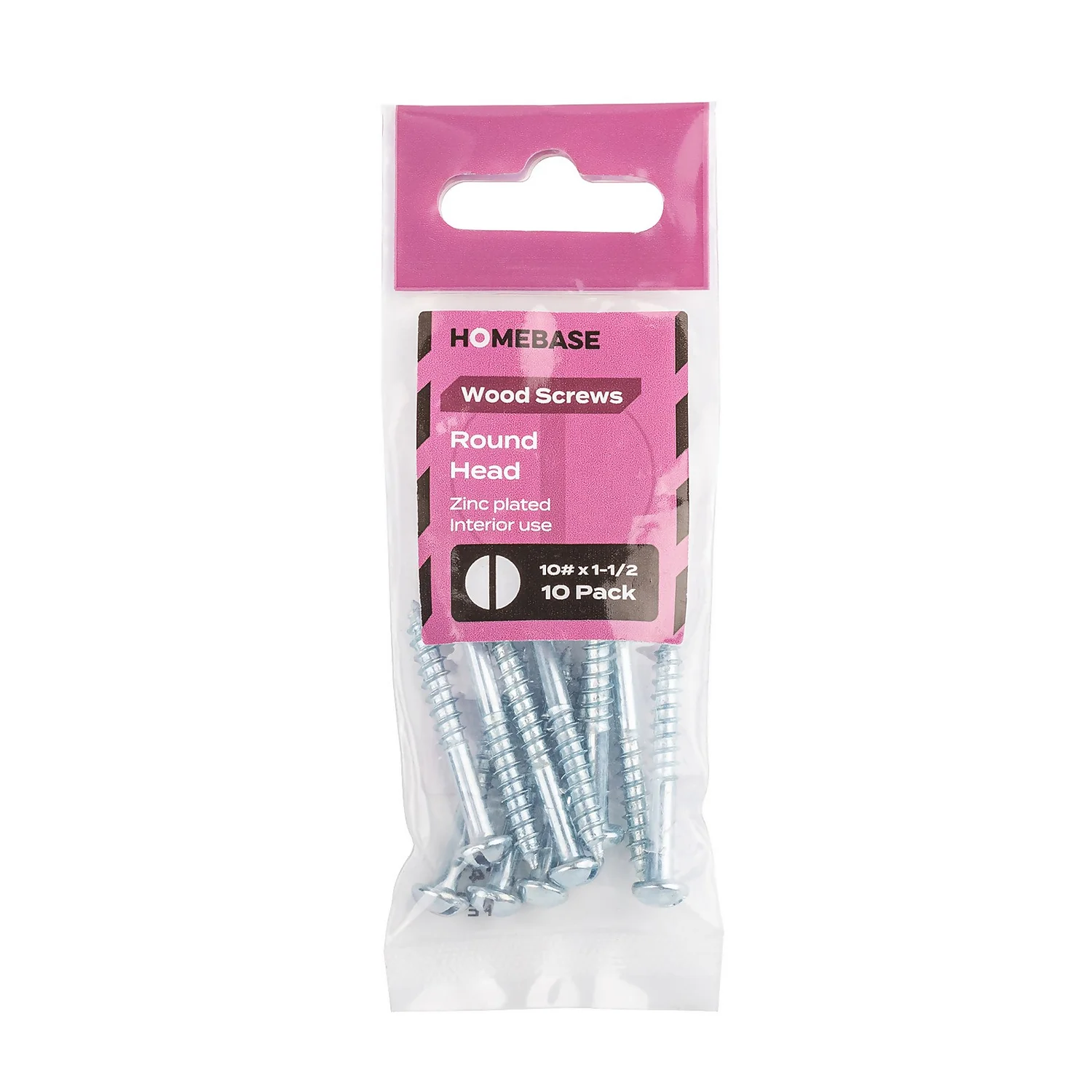 Homebase Zinc Plated Wood Screw Round Head 5 X 40mm 10 Pack - Image 3