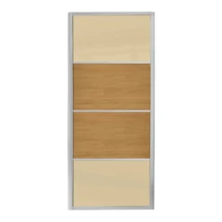 Ellipse Sliding Wardrobe Door 4 Panel Oak / Cream Panel With Aluminium Frame (W)762mm