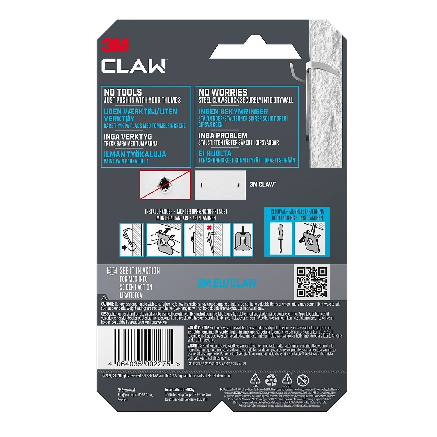 3M CLAW Drywall Picture Hanger 4 Pack - 7kg - Image 9