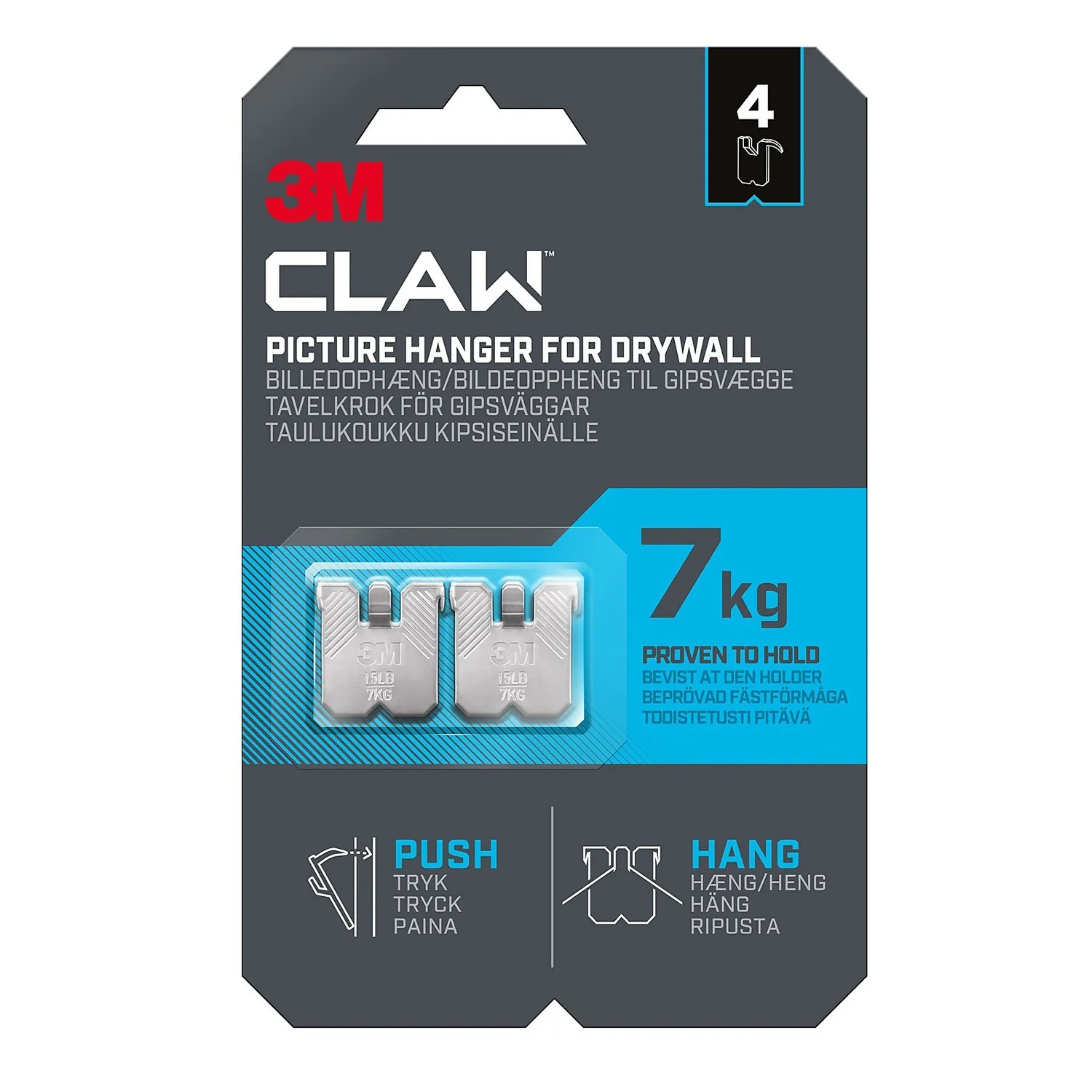 3M CLAW Drywall Picture Hanger 4 Pack - 7kg - Image 8