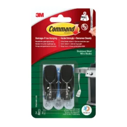 Command™ Outdoor Black Stainless Steel Wire Hooks - 2 Hooks, 3 Strips