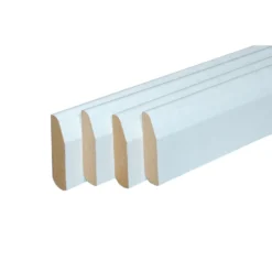 Metsa MDF Skirting Board Chamfered Round Primed 2.4m (14.5 X 69 X 2400mm) - Pack Of 4